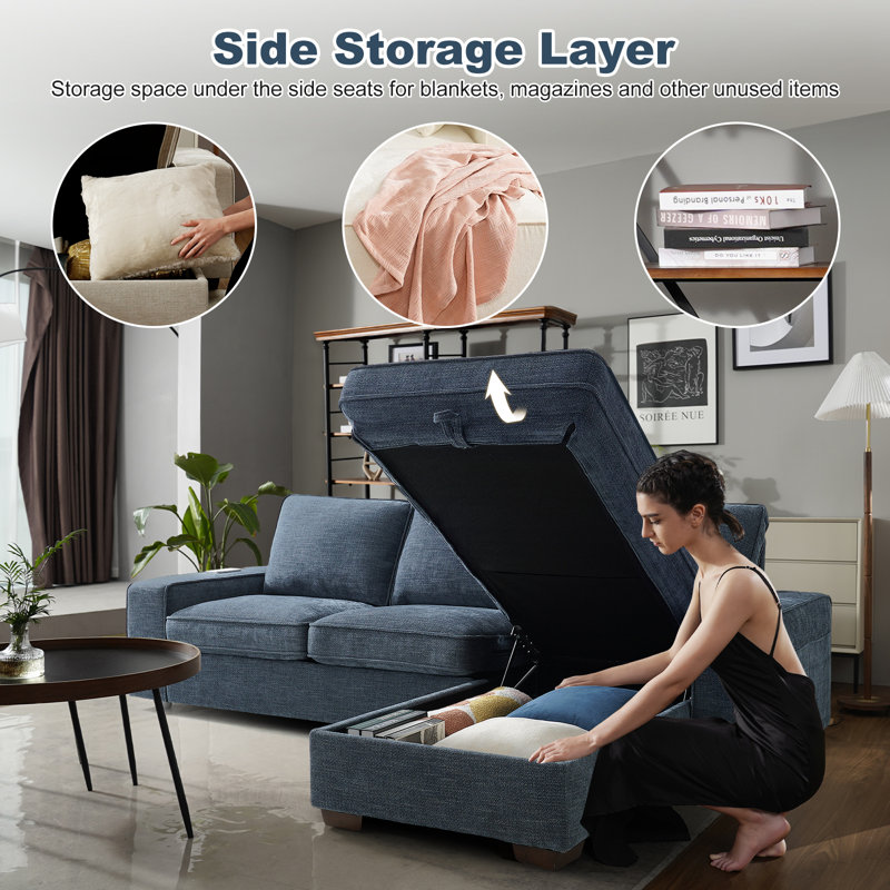 Hokku Designs Jossilynn L-Shape Convertible Sectional Couches